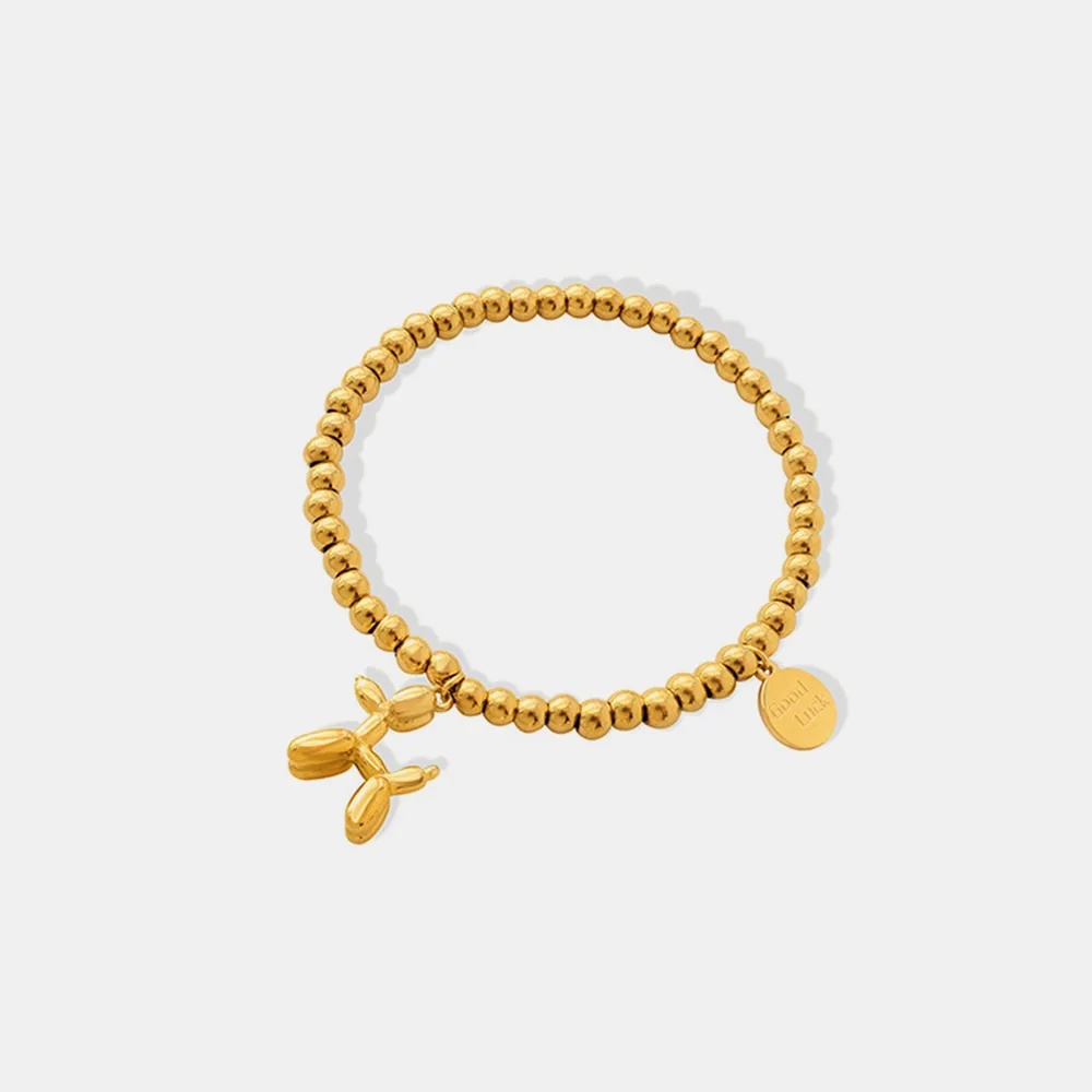 18K Gold-Plated Titanium Steel Puppy Shape Charm Bracelet — image 1
