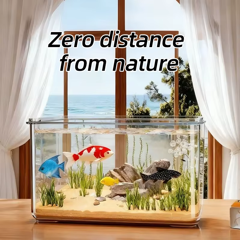 Tanque de Acuario Transparente Creativo para Oficina y Hogar Decoración Rectangular (Solo Tanque, sin Paisaje ni Piedras Incluidos) — imagen 2