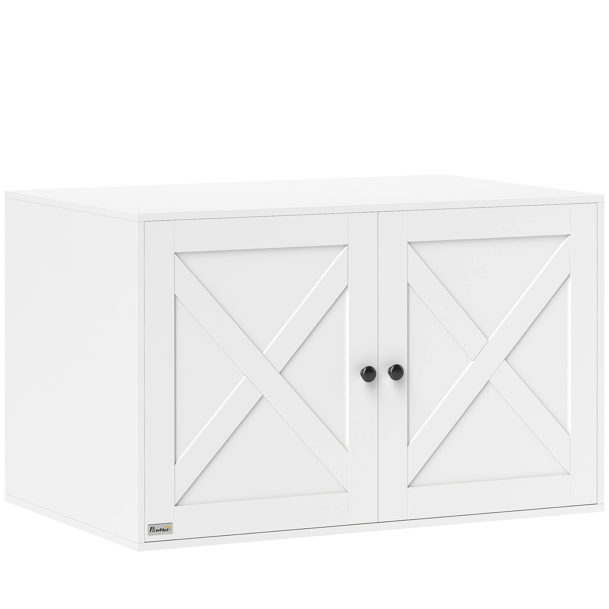 Cat Litter Box Enclosure With Barn Door, Cat Hole, 31.5 X 21 X 20, White — imagen 5