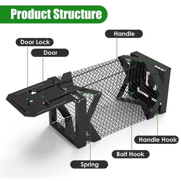 Presa Humana de Ratones Caja No Letal Sin Electricidad Glue Químicos, Metal Pesado Resistente a la Rústica 1.15mm Fácil Captura y Liberación para Ratones Topillos Hamsters Interior y Exterior — imagen 2
