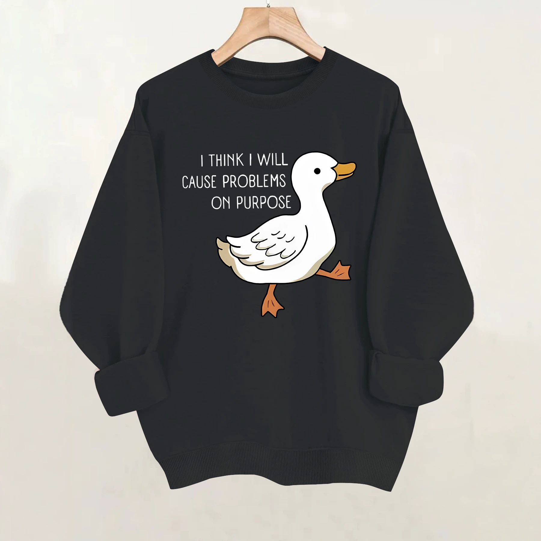 Duck print round neck hoodie — image 6