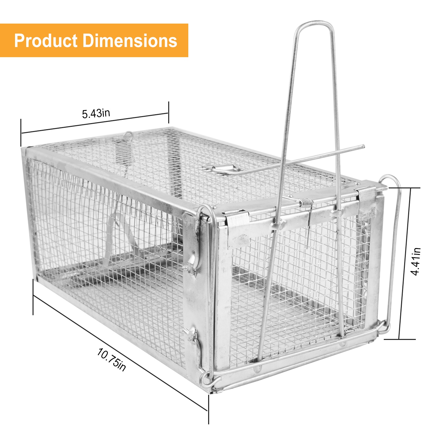 Opciones de Paquete de 2 o 1 Jaula Trampa Para Ratas, Jaula Trampa Humanitaria Para Roedores Vivos de Hierro Galvanizado, Control de Ratones con Cebo y Varilla en U Desmontable — imagen 7