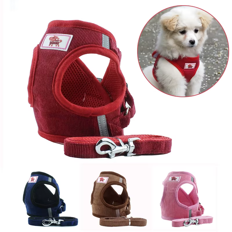 Dog Cat Reflective Harness Leash sets Adjustable Vest Walking Supplies Breathable Pet Collar — image 1