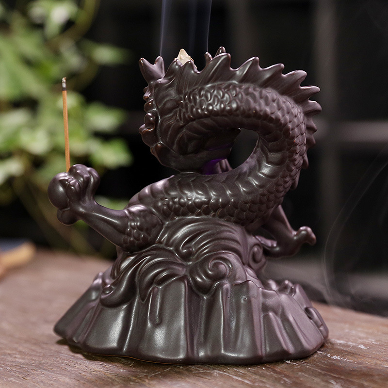 Dragón Cerámico de Fuego de Agua con Luz LED y Incienso de Sándalo para Decoración Hogareña — imagen 4