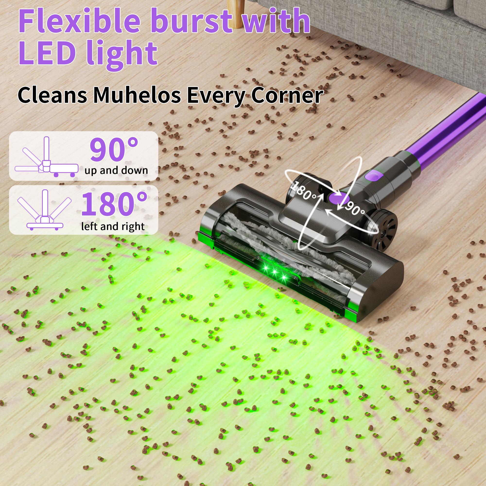 Aspirador Inalámbrico Ligero con Cabezote Anti-Enredado y Luz LED Verde. Limpia Multimodal para Suelos Duros, Alfombras, Pelo de Mascotas y Autos — imagen 17