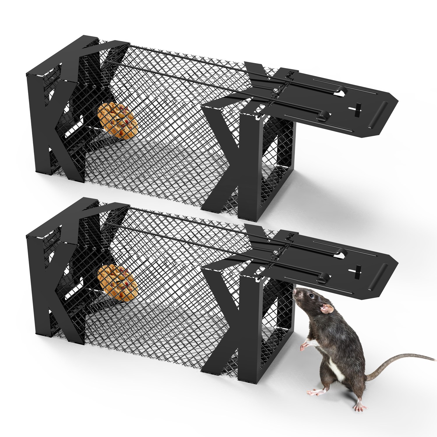 2 trampas para ratas, jaula humanitaria para ratones vivos, fáciles de capturar y liberar, para topillos, ratas, ratones, roedores y hámsteres, reutilizables, para uso interior y exterior — imagen 10