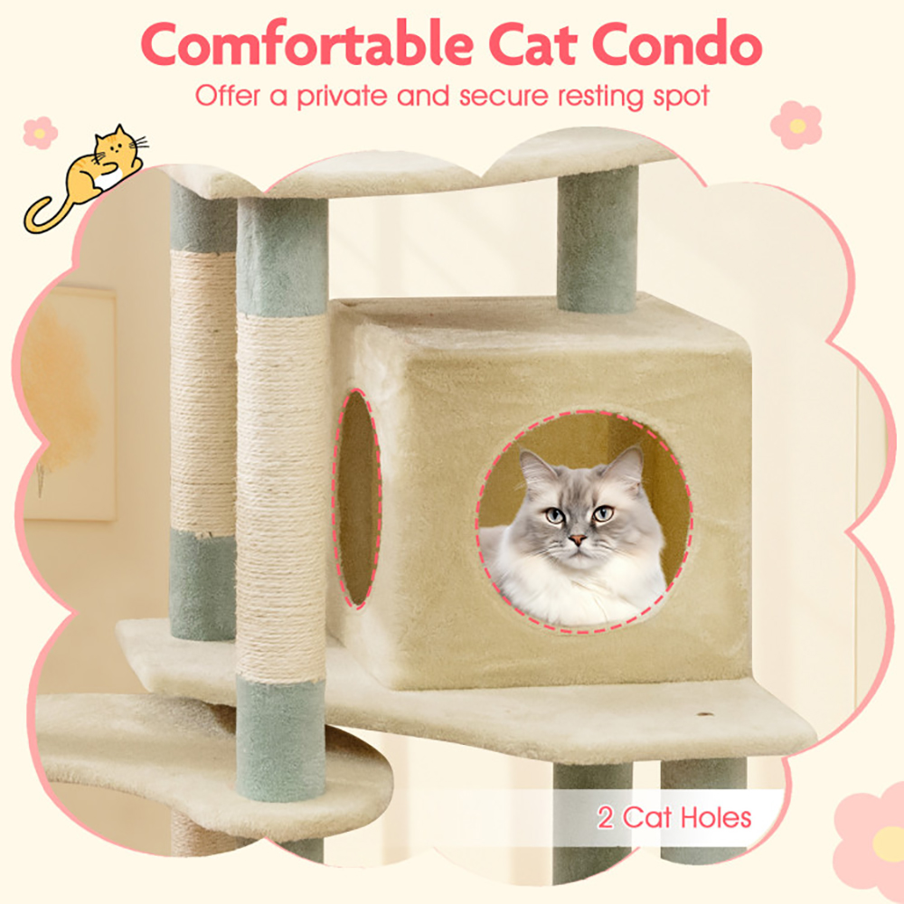 Torre de Gatos Multinivel con Estilo Floral y Perchas Acabadas con Flores — imagen 5