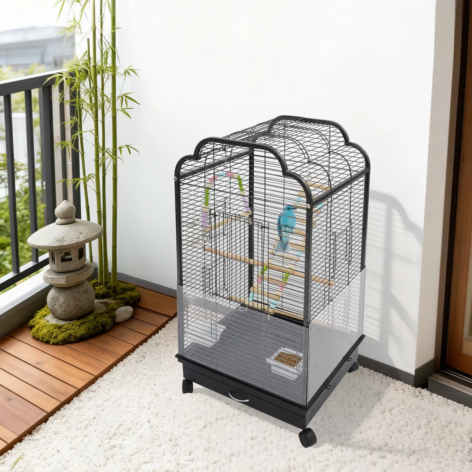 Casa para Pájaros de Hierro Grande con Techo Doble y Caja Retirable para Cacatúas Budgies y Loros — imagen 3