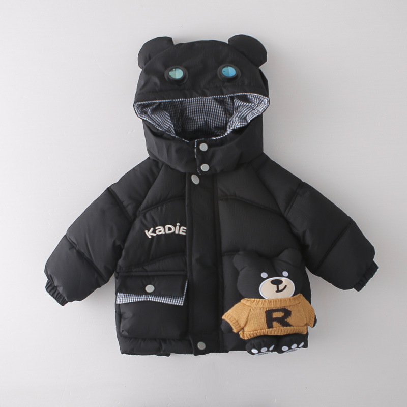 Boys Winter Warm Fleece-Lined 3-Piece Set Bear Pattern Cotton Padded Jacket Outfits Toddler Clothes — image 9