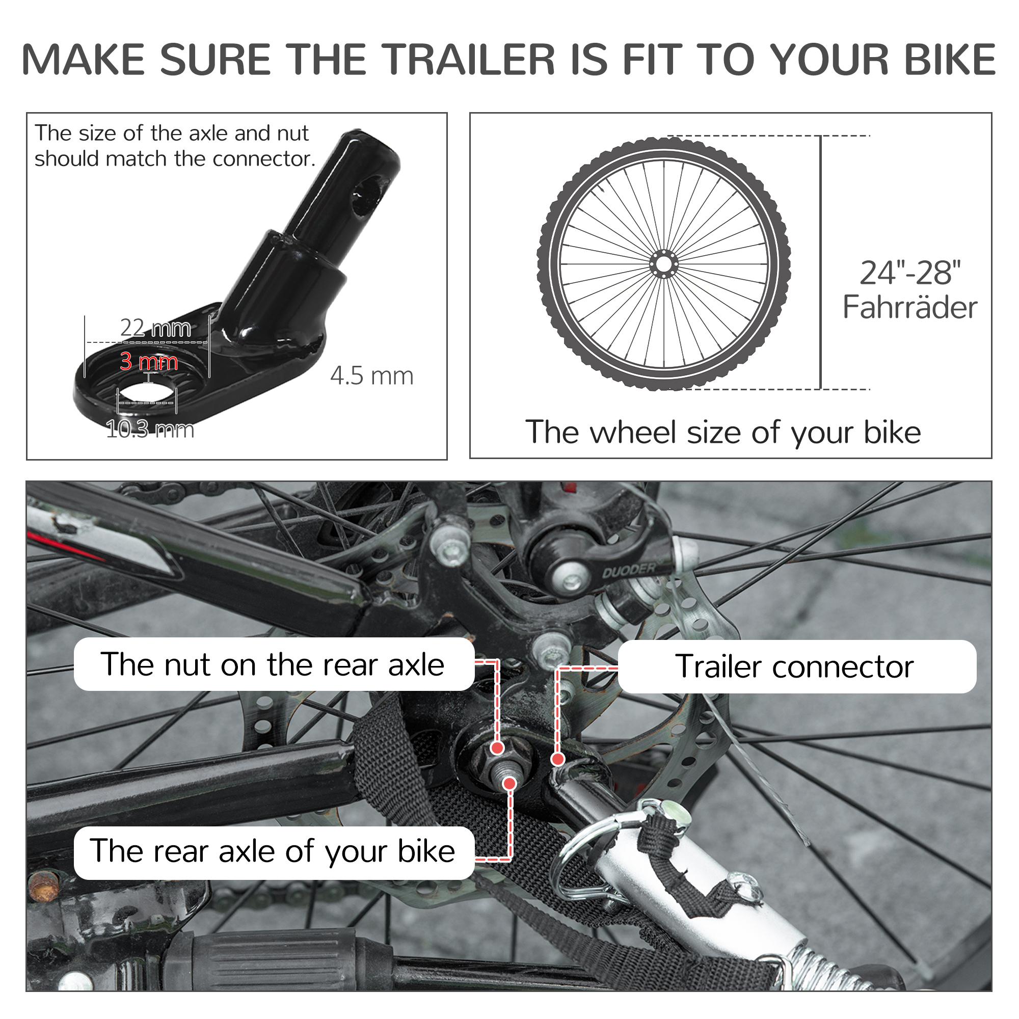 Remolque de Bicicleta y Cochecito Transportador 2 en 1 para Perros Grandes con Enganche — imagen 2