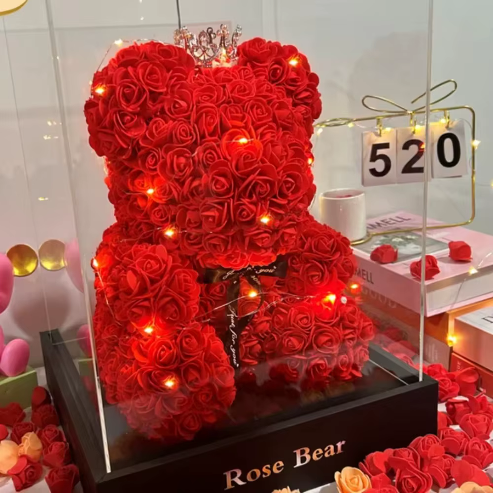 Oso de Peluche de Rosas Eternas Artificiales para Mamá, Regalo de Decoración para el Día de las Madres, Cumpleaños, San Valentín y Aniversario — imagen 1
