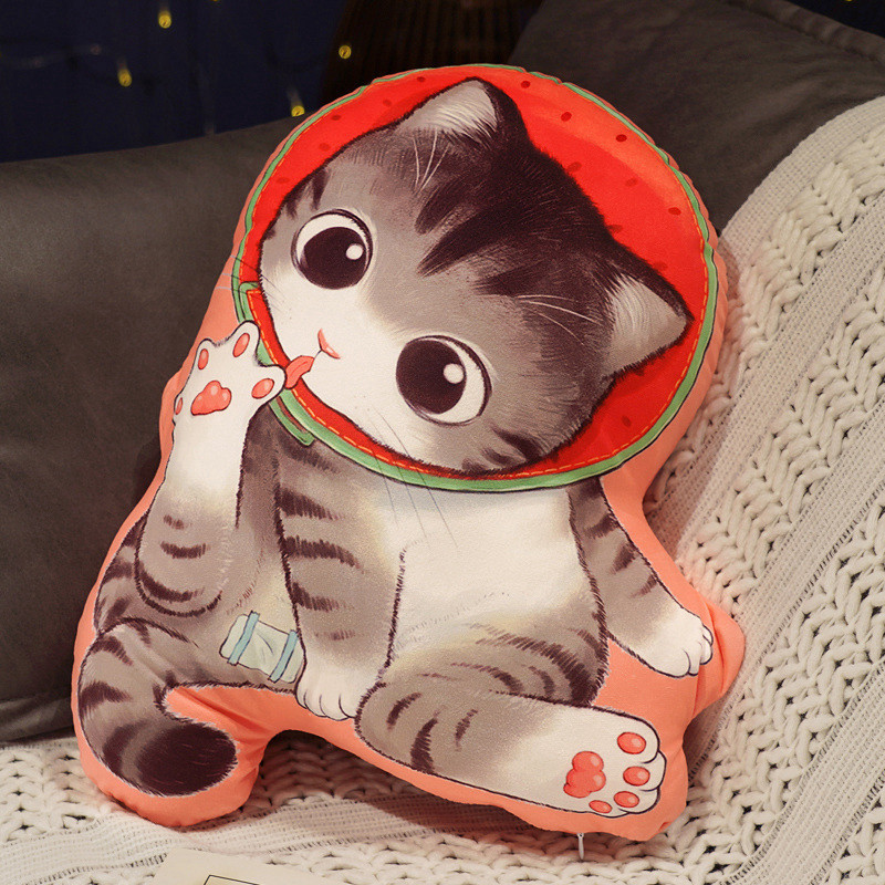 New Cute Double-Sided Printing Cat Pillow Plush Cat Pillow Home Pillow Zipper Removable And Washable — image 6