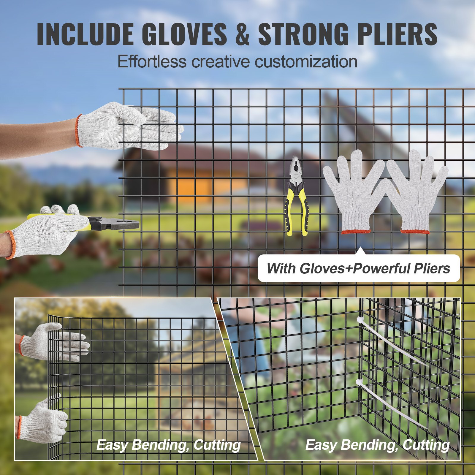 Hardware Cloth, 24'' X 100' Galvanized Wire Mesh Roll, 19 Gauge Chicken Wire Fence Roll, Vinyl Coating Metal Wire Mesh For Chicken Coop Barrier, Rabbit Snake Fences, Poultry Enclosures — imagen 3