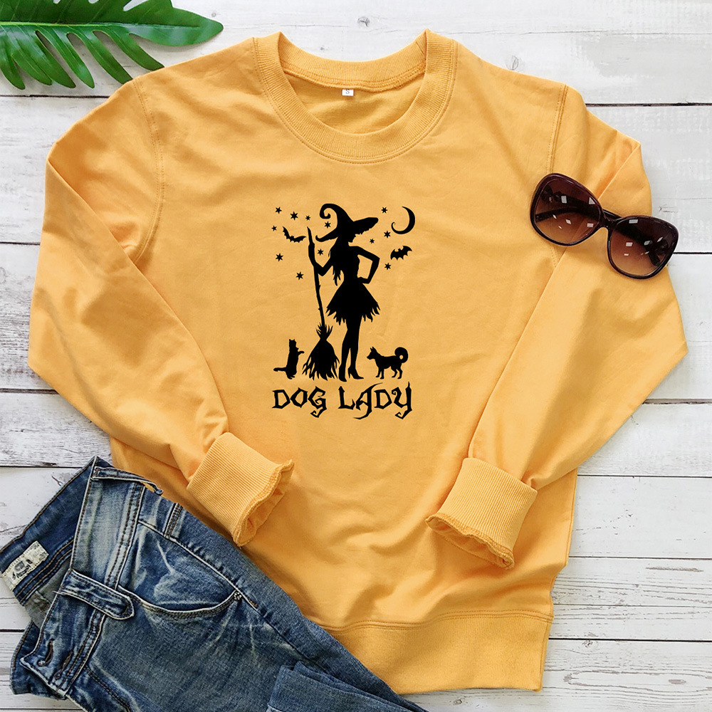 DOG LADY letter witch print hoodie — image 4