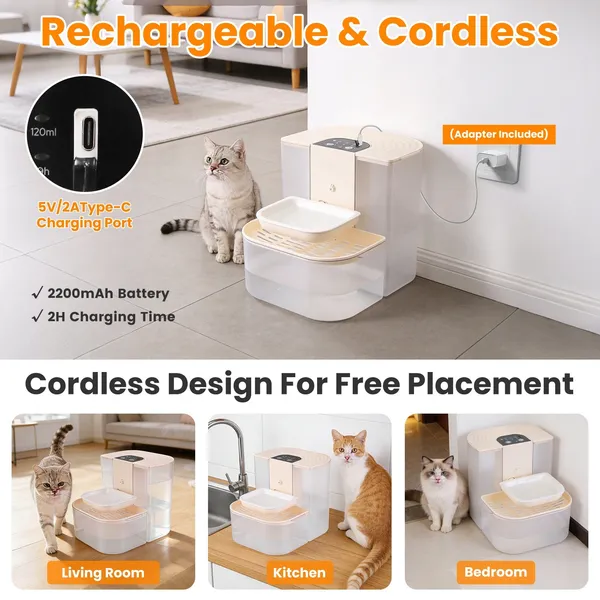 Smart Automatic Pet Water Dispenser, Automatic Pet Water Dispenser With Dual Tank, Dual Tank Filtration 4.5L Cordless Water Fountain With Remote Control For Pets — image 5