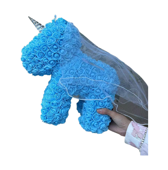 Regalo de oso de espuma de rosa de unicornio con flor eterna para San Valentín, cumpleaños y Qixi — imagen 1