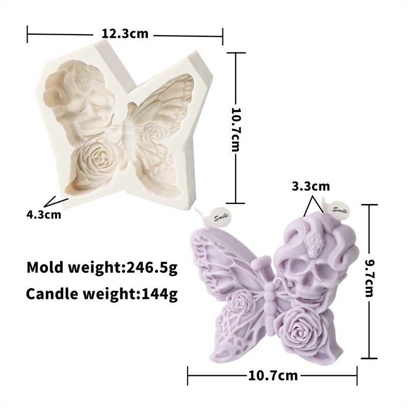 Silicone Angel Butterfly Embossed Pattern Candle Mold Halloween Skull Butterfly Baking Cake Mold Decoration Mold — image 5
