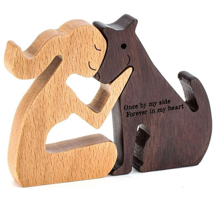 Escultura de Madera para Decoración de Hogar con Perro y Dueño - Regalo de Navidad para Amantes de los Animales — imagen 16