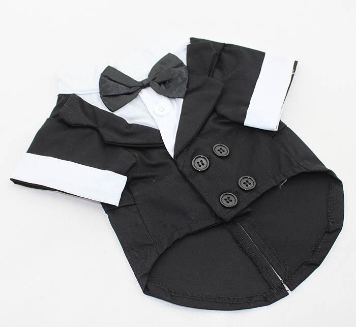 Pet Clothes Puppy Shirt Dog Wedding Tuxedo Western Style Suit with Bow Tie Apparel Clothing For Dogs Coat — image 2