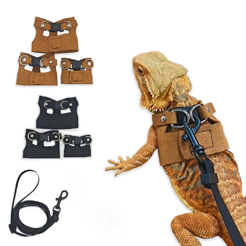 Set de 3 Piezas de Correa Dividida para Lagartos, Arnés Transpirable para Reptiles, Camaleones y Ardillas, Accesorio para Pasear Mascotas al Aire Libre — imagen 1