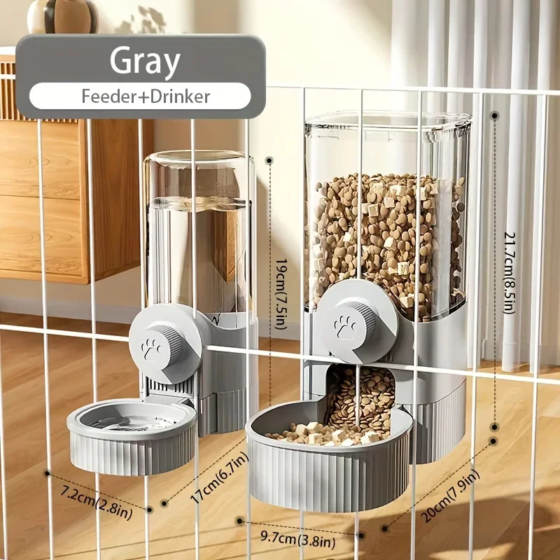 New type Hanging Automatic Pet Food Feeder/Water Dispenser, Gravity Cat Auto Feeder Waterer Set With Container Bowl For Cage — image 1