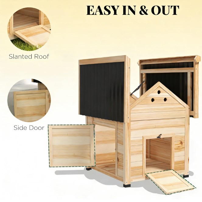 Pet Coop, Wooden House with Openable Roof — image 4