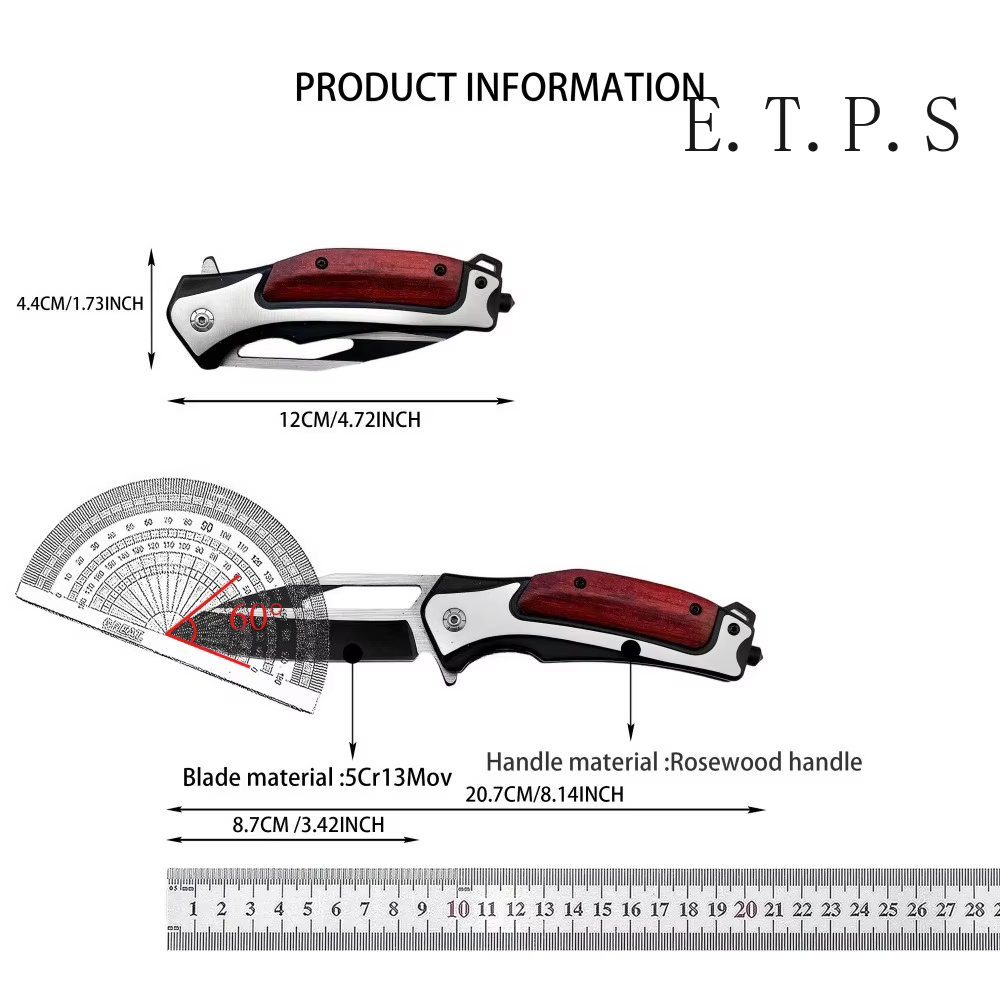BKDA130 Pocket 58HRC Folding Knife 5Cr15Mov Blade Wooden Handle Outdoor Hunting Knives Survival Camping EDC Tool — image 6