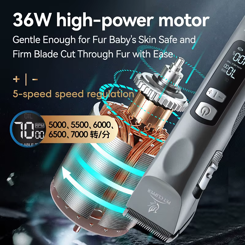 Fenice Cordless Rechargeable Pet Clipper Low Noise Professional Pet Hair Cutting Machine Grooming Trimmer Shaver Kit for Animals — image 4