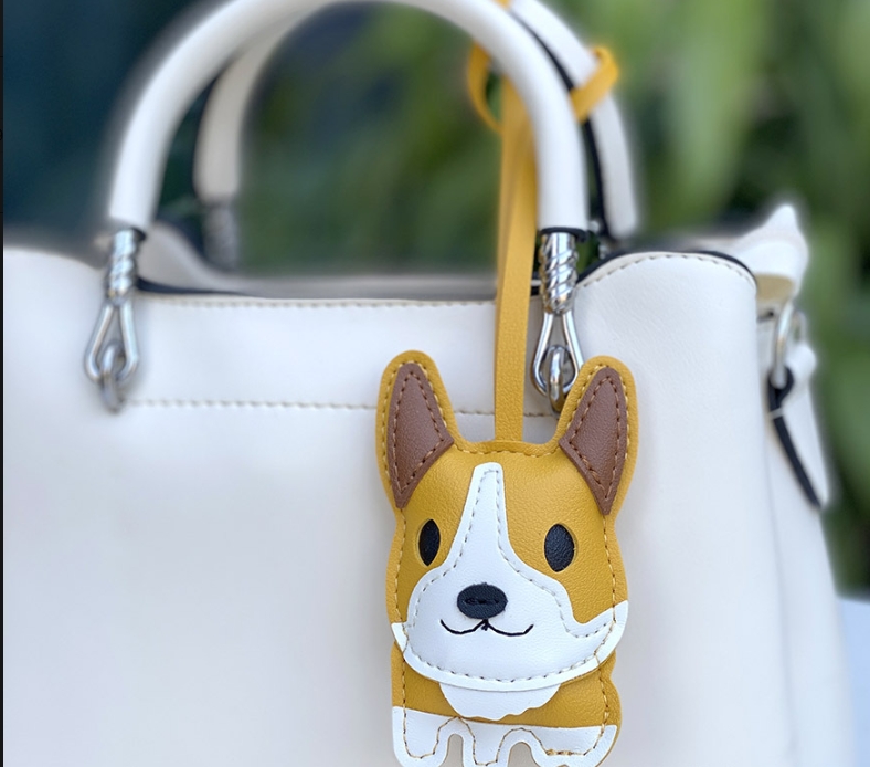 Corgi Dog Keychain Leather Bull Terrier Car Keychain Cute Corgi Leather Pendant — image 5