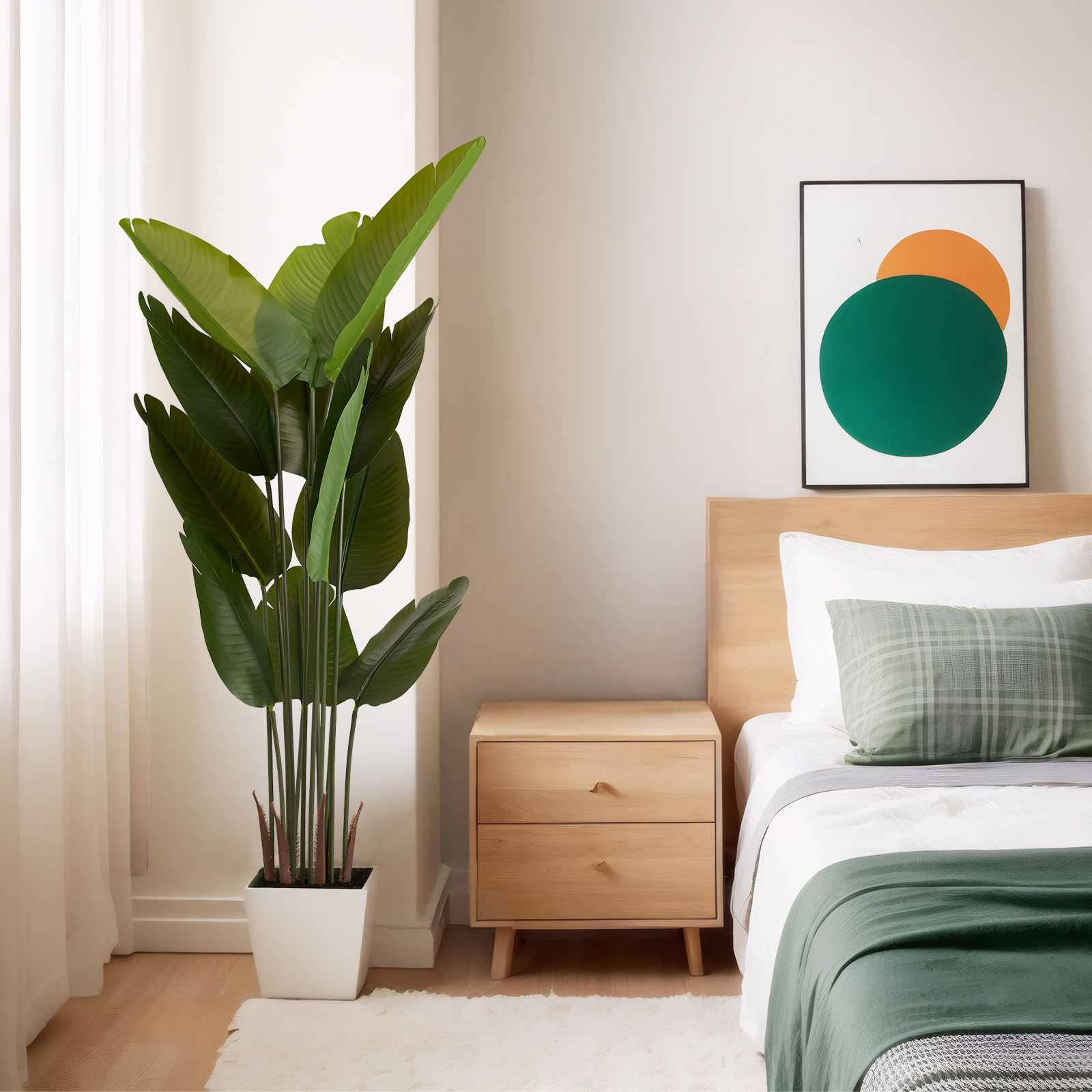 Artificial Bird of Paradise Plant, 5.2ft Tall Faux Tropical Palm Tree in Pot for Indoor or Outdoor Home, Office, or Garden Decoration, 2pcs/set — image 5