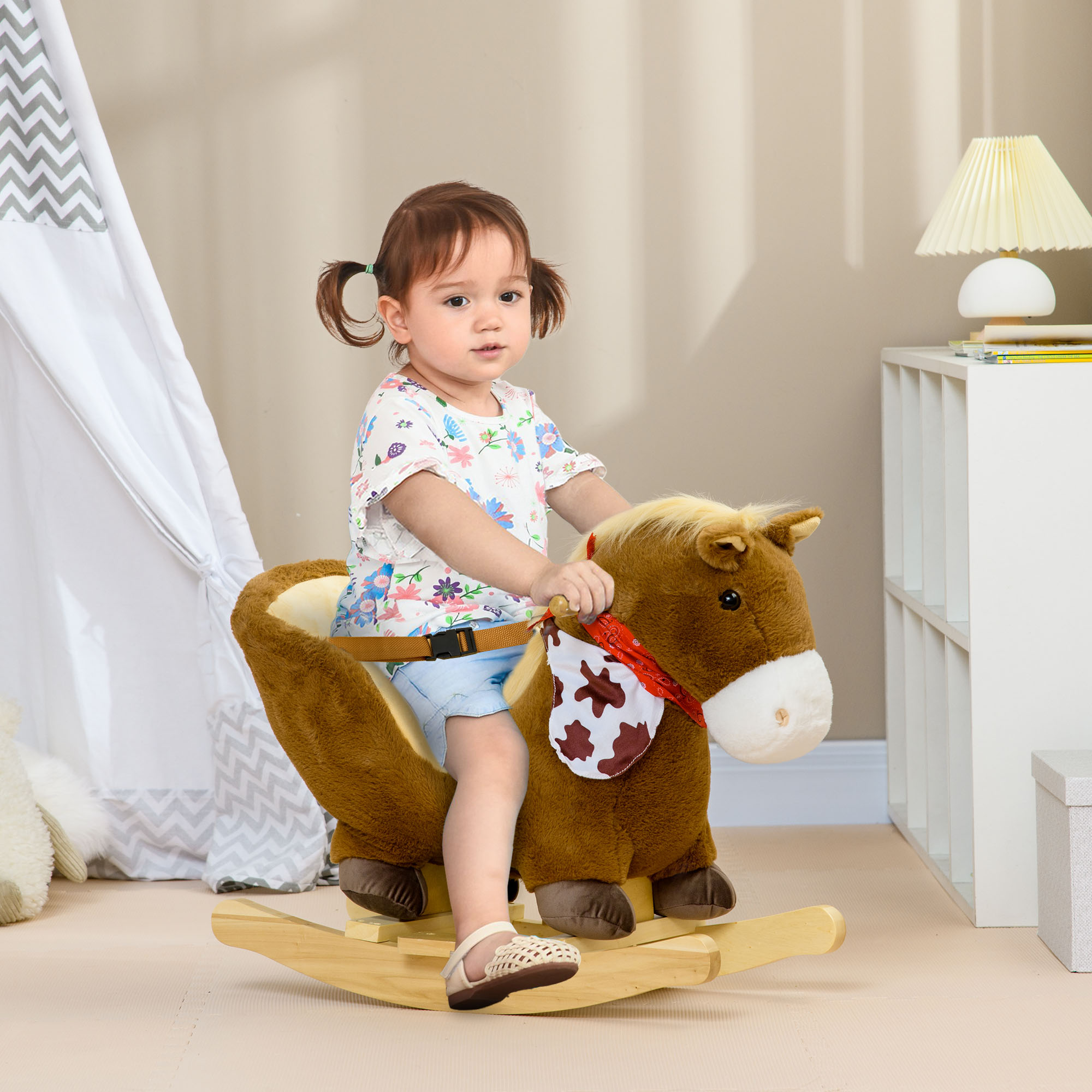 Caballo de Roca para Bebés, Caballo Montado, Juguetes de Plush con Sonido Realista y Pedales para Edad 18-36 Meses, Marrón — imagen 4