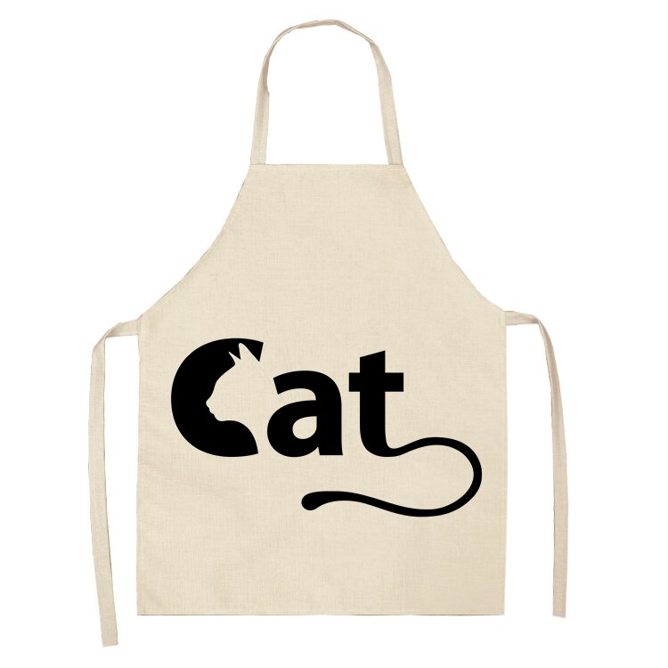 Cat Kitchen Aprons For Women Cotton Linen Bibs Household Cleaning Pinafore Home Cooking Apron kids kitchen barber — image 11