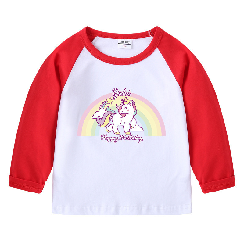 Unicorn cotton shoulder T-shirt with round neck and long sleeves as the base — image 4