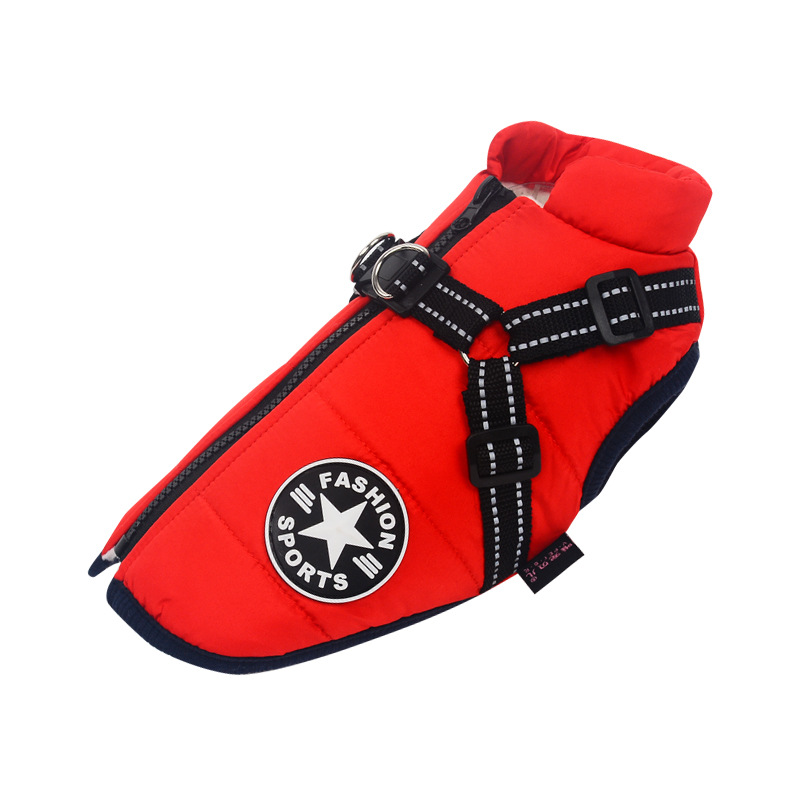 Pet Clothes Autumn And Winter New Waterproof Warm Dog Cotton Coat Winter Ski Suit Chest Back Integrated Cotton Vest — image 4