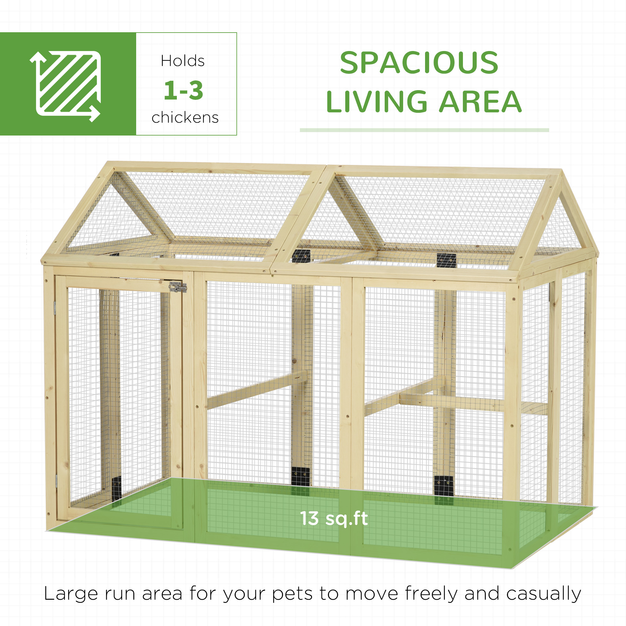 Wooden Chicken Run, Combinable Design with Perches, 4.6 x 2.8, Nature Wood — image 2