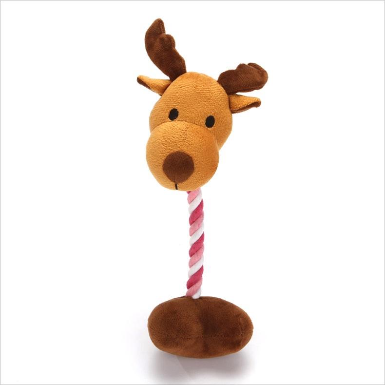 Christmas Santa Claus Pet Dog Toys Chew Squeaker Pet Plush Toys For Dogs Cute Biting Rope Sound Toys — image 7
