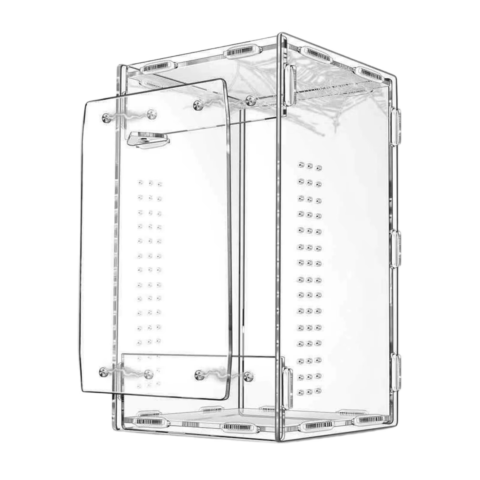 Reptile Terrarium Acrylic Shatter Resistant Easy to Clean Clear Reptile Feeding Box Jumping Spiders Enclosure for Geckos Turtle — image 1