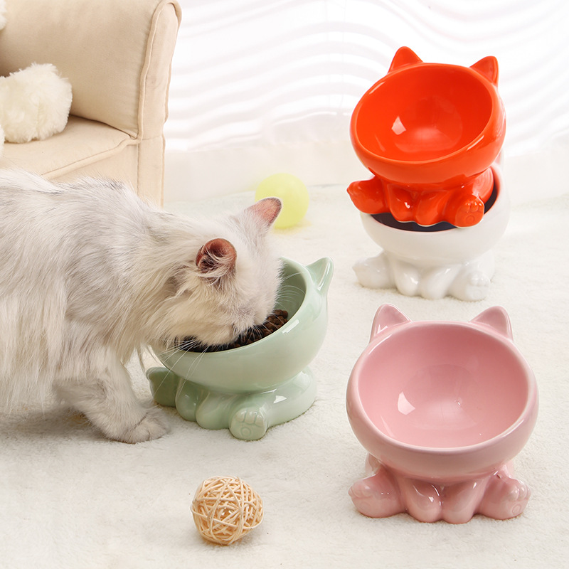 Plato Cerámico para Gatos Plato de Alimento para Mascotas Protección Cuello y Boca para Perros Plato de Comida Animal — imagen 4