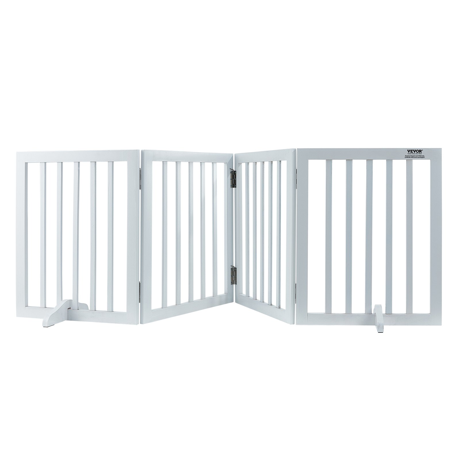 Puerta para Perros Libre de Pie, 24" H x 80.3" A, Barra de Mascotas Freestanding con 4 Paneles Reversible y Plegable para Pasillos Estrechos y Anchos, Barrera Expansiva para Mascotas con Soportes Silenciosos para Interior, Blanco — imagen 1