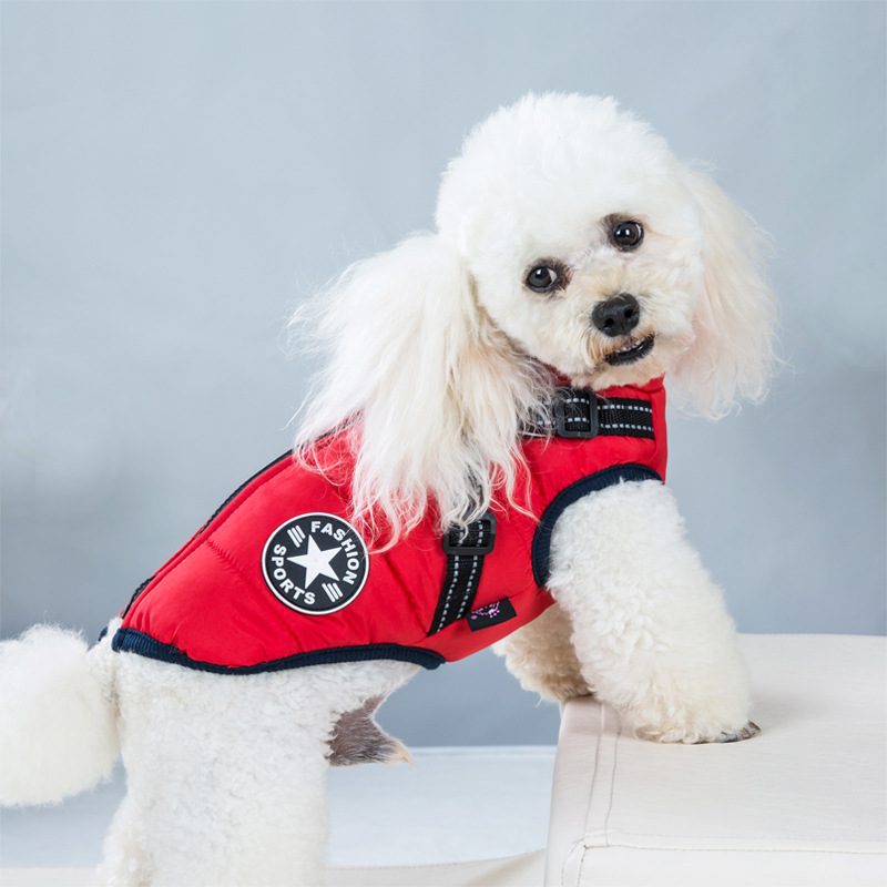 Pet Clothes Autumn And Winter New Waterproof Warm Dog Cotton Coat Winter Ski Suit Chest Back Integrated Cotton Vest — image 7