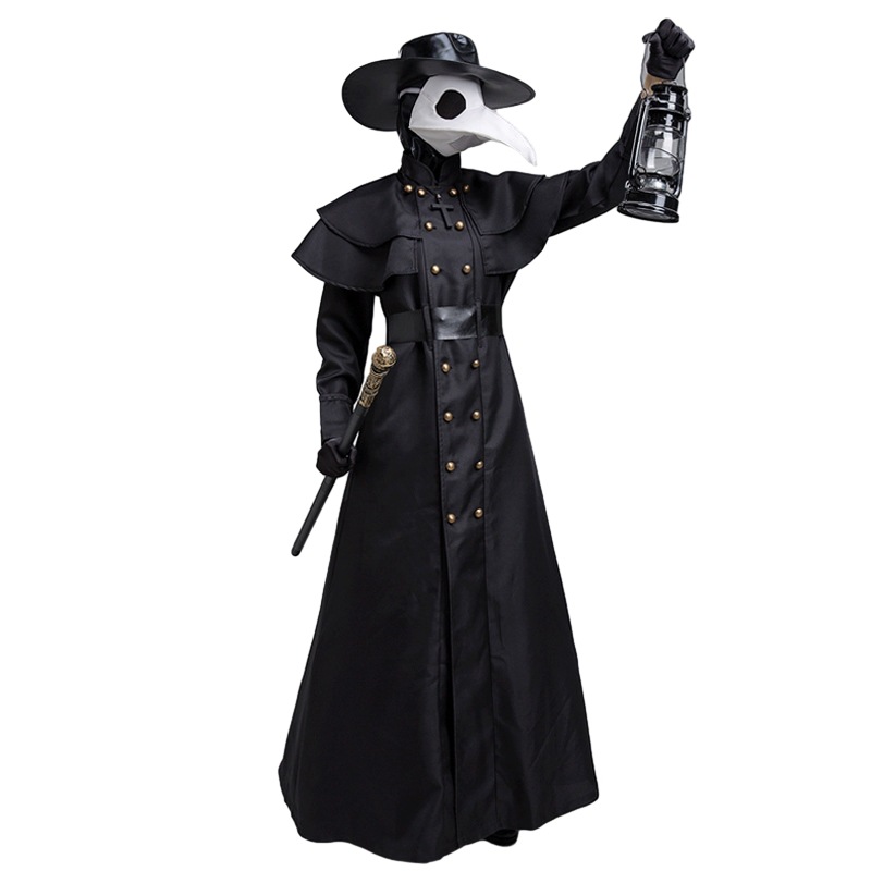 Disfraz de Doctor de la Peste Medieval de Halloween con Cara de Halcón y Boca Larga — imagen 8