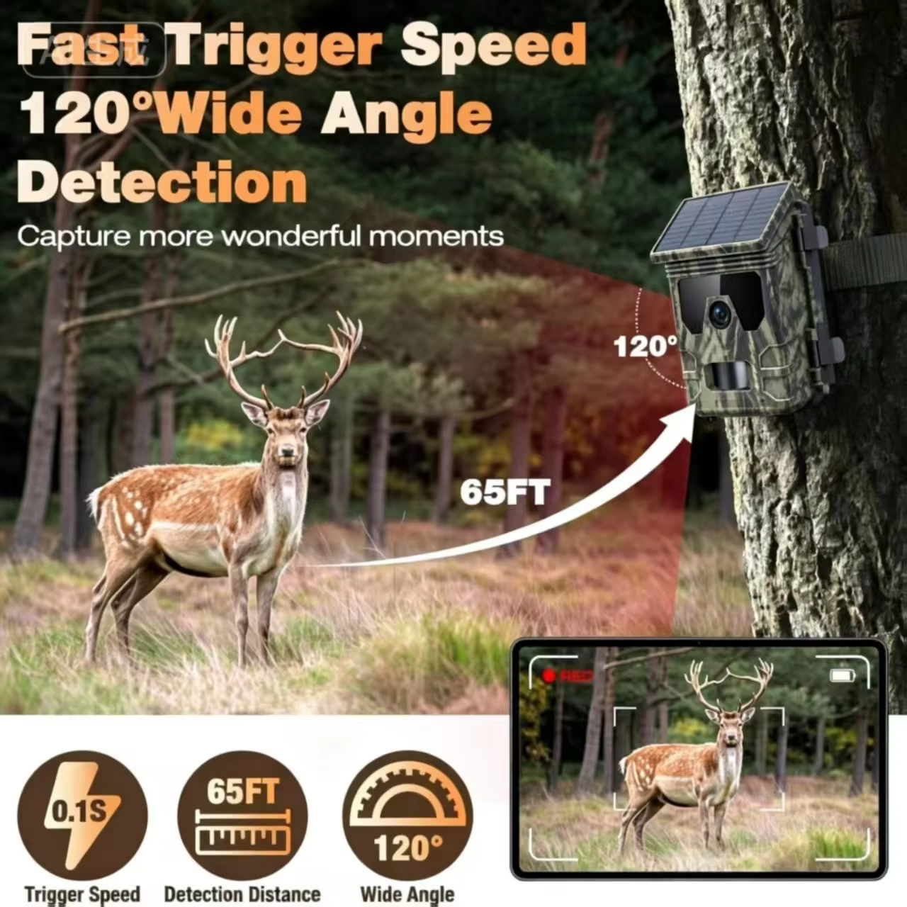 50MP 4K Solar Panel Hunting Camera Infrared Night Vision Monitoring Wildlife Trap Trail Camera Video Photo Recorder Cam — image 6