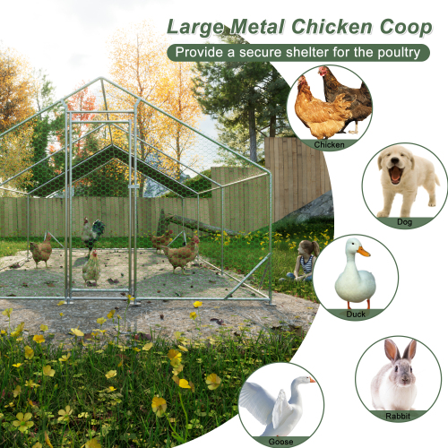 Large Metal Chicken Coop, Walk-in Chicken Run, Galvanized Wire Poultry Chicken Hen Pen Cage, Rabbits Duck Cages With Waterproof And Anti-Ultraviolet Cover For Outside10 L X 20W X 6.56H — imagen 4