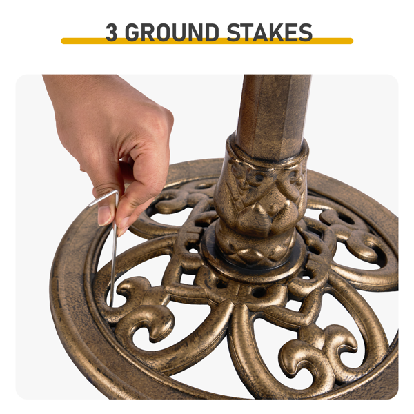 Antique Bronze Resin Bird Bath With Shell Edge & 1.4W Solar Fountain — image 2