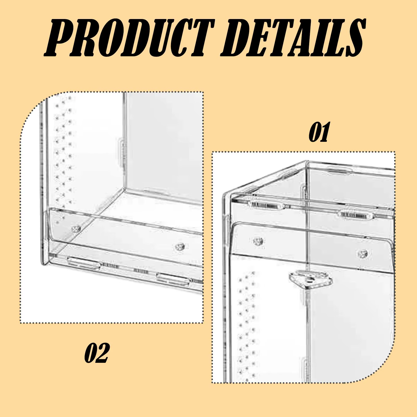 Reptile Terrarium Acrylic Shatter Resistant Easy to Clean Clear Reptile Feeding Box Jumping Spiders Enclosure for Geckos Turtle — image 2