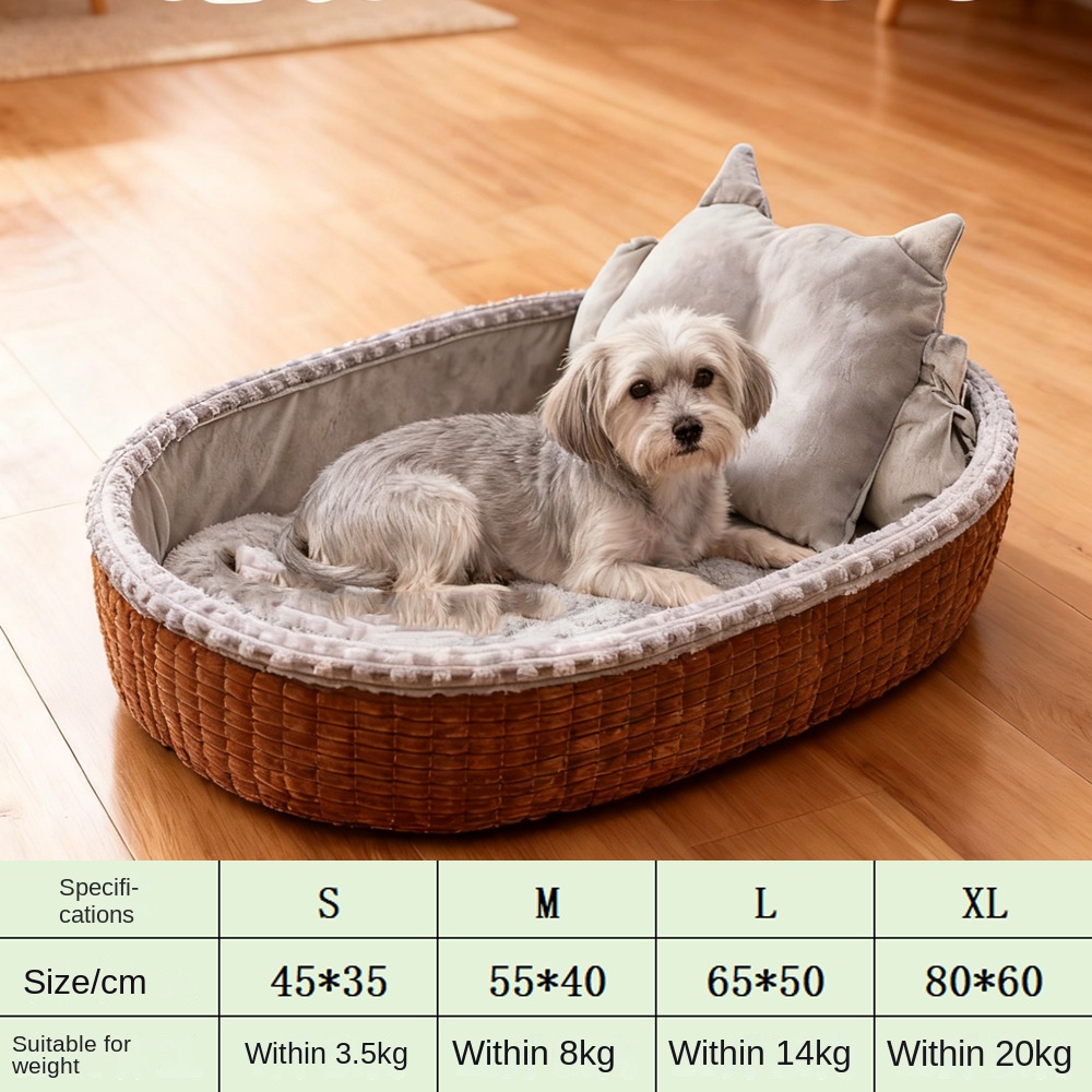 Casa para Perros Invierno: Cama de Felpa Semi-Cerrada para Mascotas, Colchón de Madera para Canes y Gatos — imagen 5