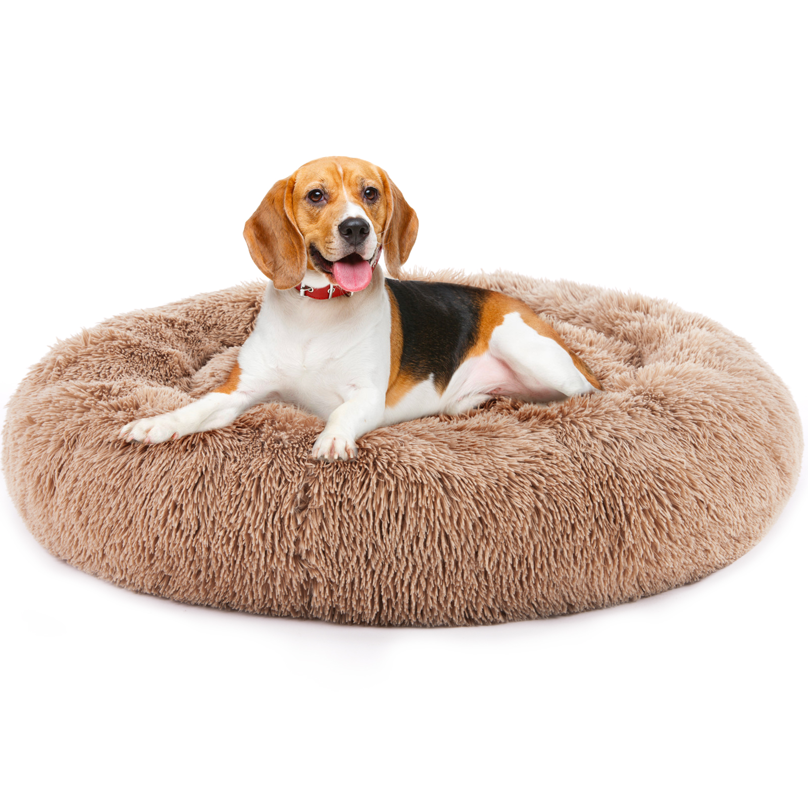Cama Redonda Antideslizante de Peluche Esponjoso de Piel Sintética para Gato, Apta para Mascotas de Hasta 25 Lbs — imagen 5