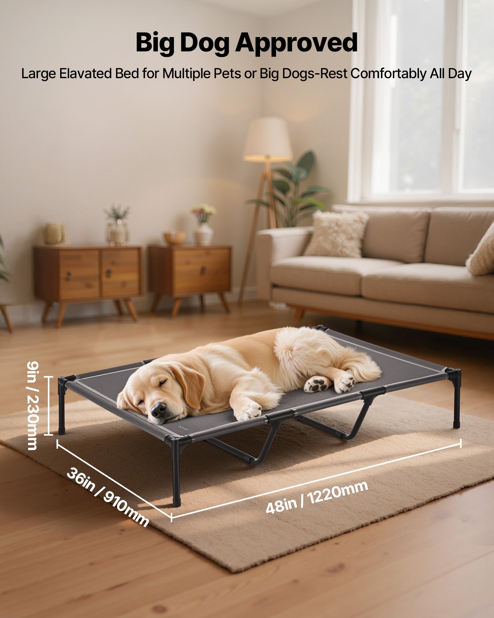 Cama Elevada para Perros Grandes - Cuna Portátil con Estructura de Metal XL — imagen 4