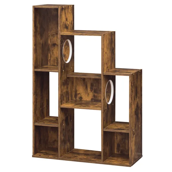 Librería para Gatos en Madera Rustica (Marrón), 8 Secciones de Almacenamiento Organizado y Plataformas de Escalada Múltiples — imagen 1