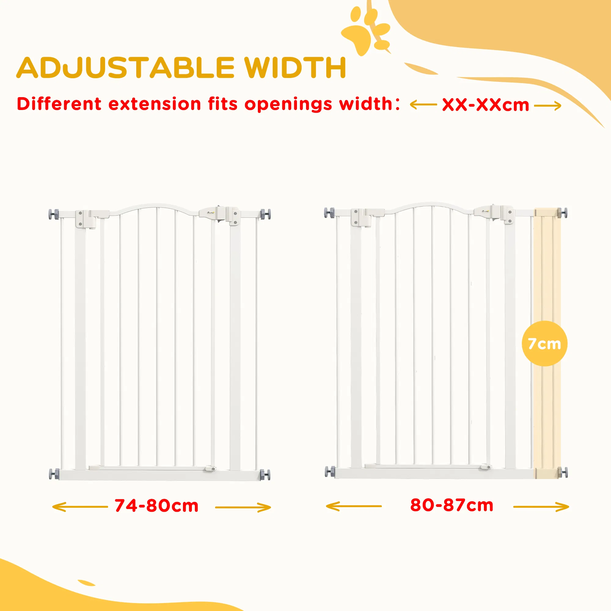 Extra Tall Dog Gate with Door, Pressure Fit, Auto Close, Double Locking for Doorways Hallways Stairs, 29"-34", White — image 2